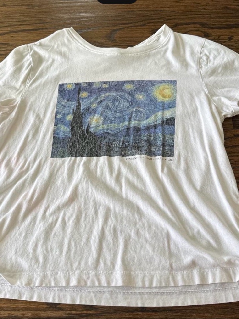 Forever 21 White Short Sleeve Tee with Starry Night Print